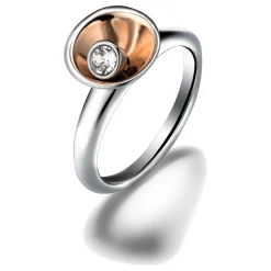 CELEBRATE-IP rose gold ring with white crystal charm