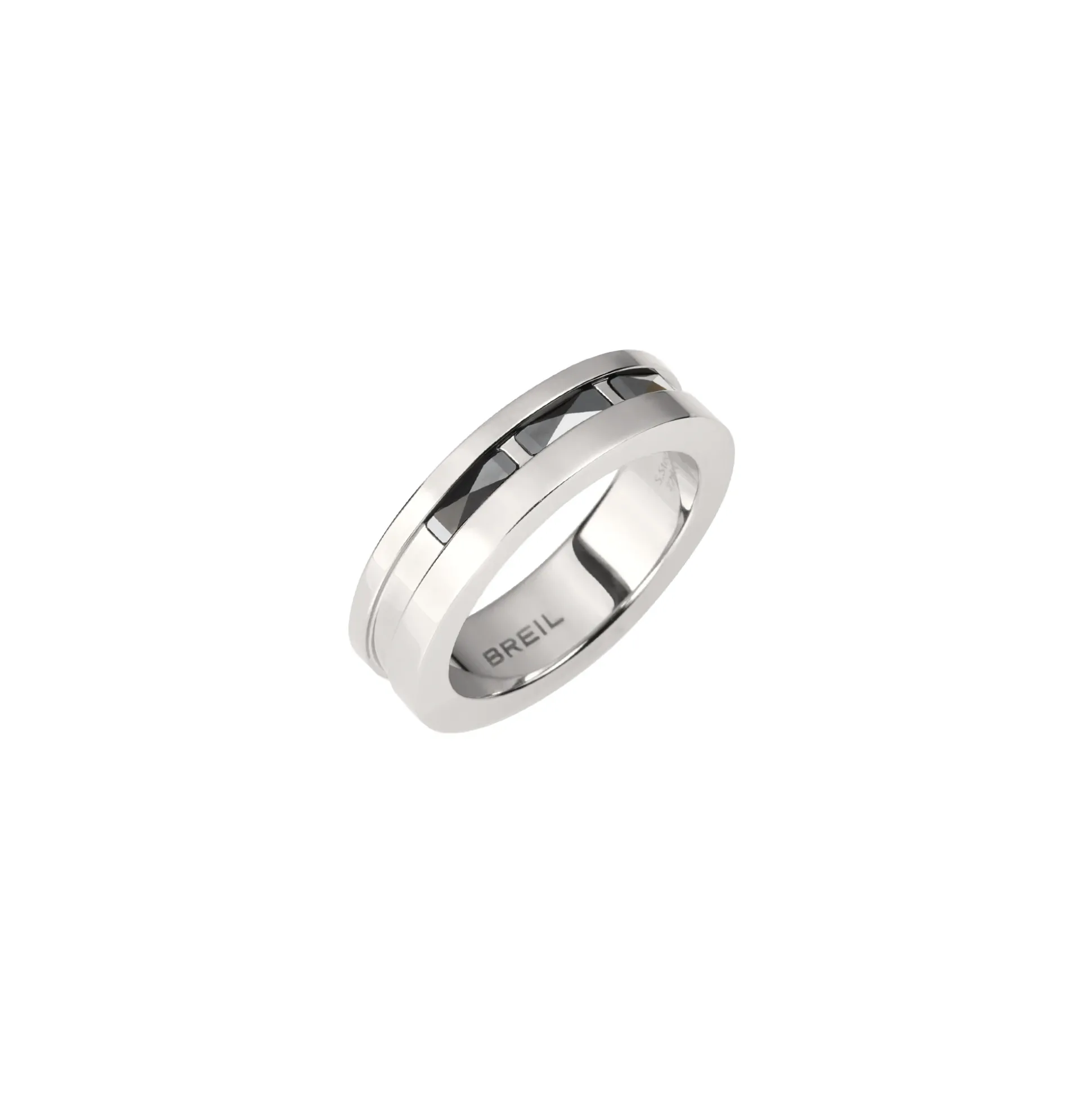 CERAMIC BRICK-POLISHED STEEL RING WITH CERAMIC