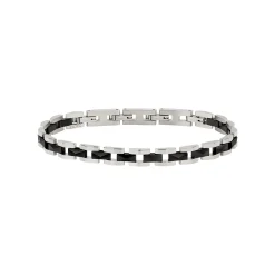 CERAMIC BRICK-POLISHED STEEL BRACELET WITH CERAMIC