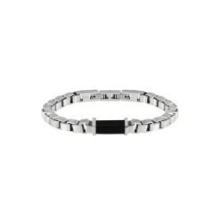 ELEMENTALIST-STEEL AND BLACK ONYX BRACELET