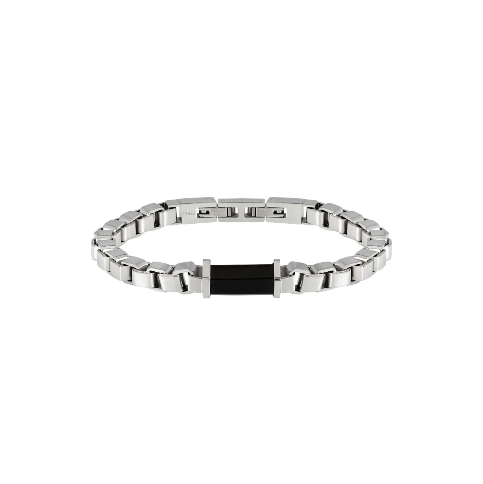 ELEMENTALIST-STEEL AND BLACK ONYX BRACELET