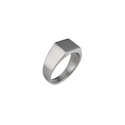 GRITTY-SATIN STEEL CHEVALIER RING