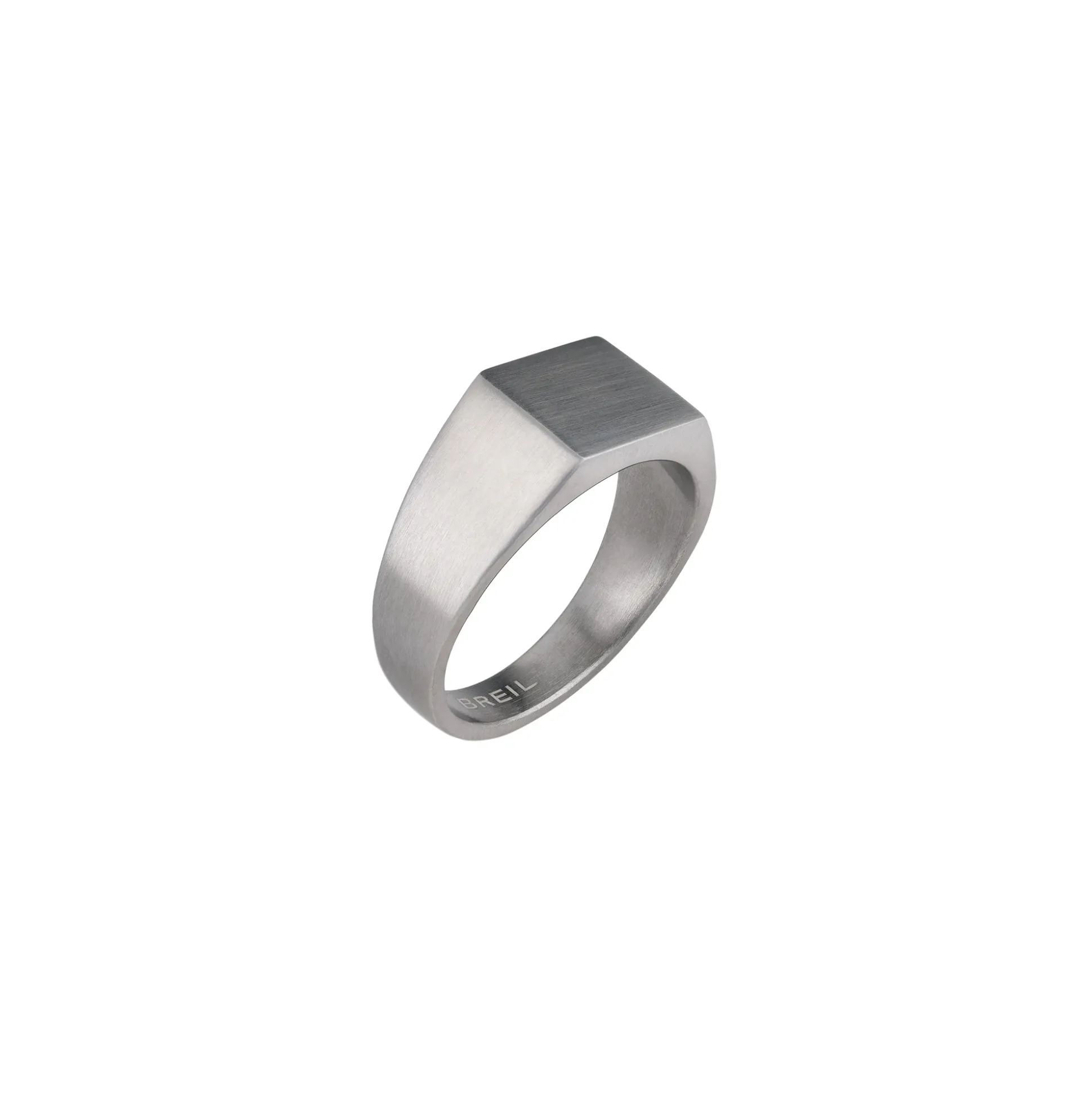 GRITTY-SATIN STEEL CHEVALIER RING