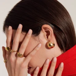 HOOP-GOLD COLORED STEEL EARRINGS