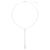 ILLUSION-POLISHED STAINLESS STEEL NECKLACE WITH DROP SHAPE PENDANT WITH CRYSTALS