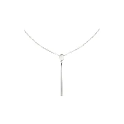 ILLUSION-POLISHED STAINLESS STEEL NECKLACE WITH DROP SHAPE PENDANT WITH CRYSTALS