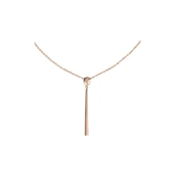ILLUSION-SATIN IP ROSE STAINLESS STEEL NECKLACE WITH DROP SHAPE PENDANT AND CRYSTALS