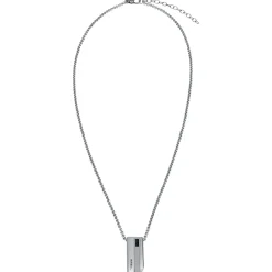 JOINT-STEEL NECKLACE WITH BLACK CRYSTAL