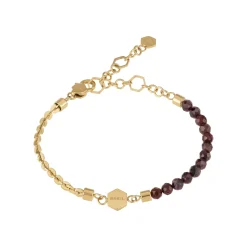 KALEIDO-IP GOLD STEEL BRACELET WITH RED GARNETS