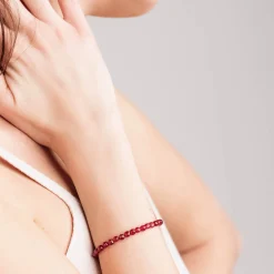 KALEIDO-IP GOLD STEEL BRACELET WITH RED AGATE