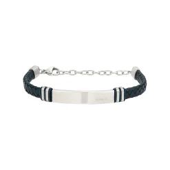 LEATHER TWINE-STAINLESS STEEL AND LEATHER BRACELET