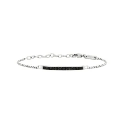 LIGHT ROW-STAINLESS STEEL BRACELET WITH BLACK CUBIC ZIRCONIA