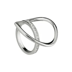 MEZZANOTTE-SHINY STAINLESS STEEL RINGS WITH WHITE CRYSTALS