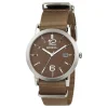 MOMENTO-OROLOGIO CON QUADRANTE MARRONE E CINTURINO IN TESSUTO