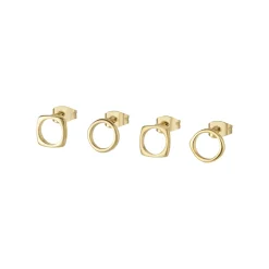 NEW TETRA-SET OF 4 BILUX IP GOLD STEEL EARRINGS