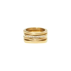 NEW TETRA-SET OF 4 RINGS IN IP GOLD STEEL AND CRYSTALS