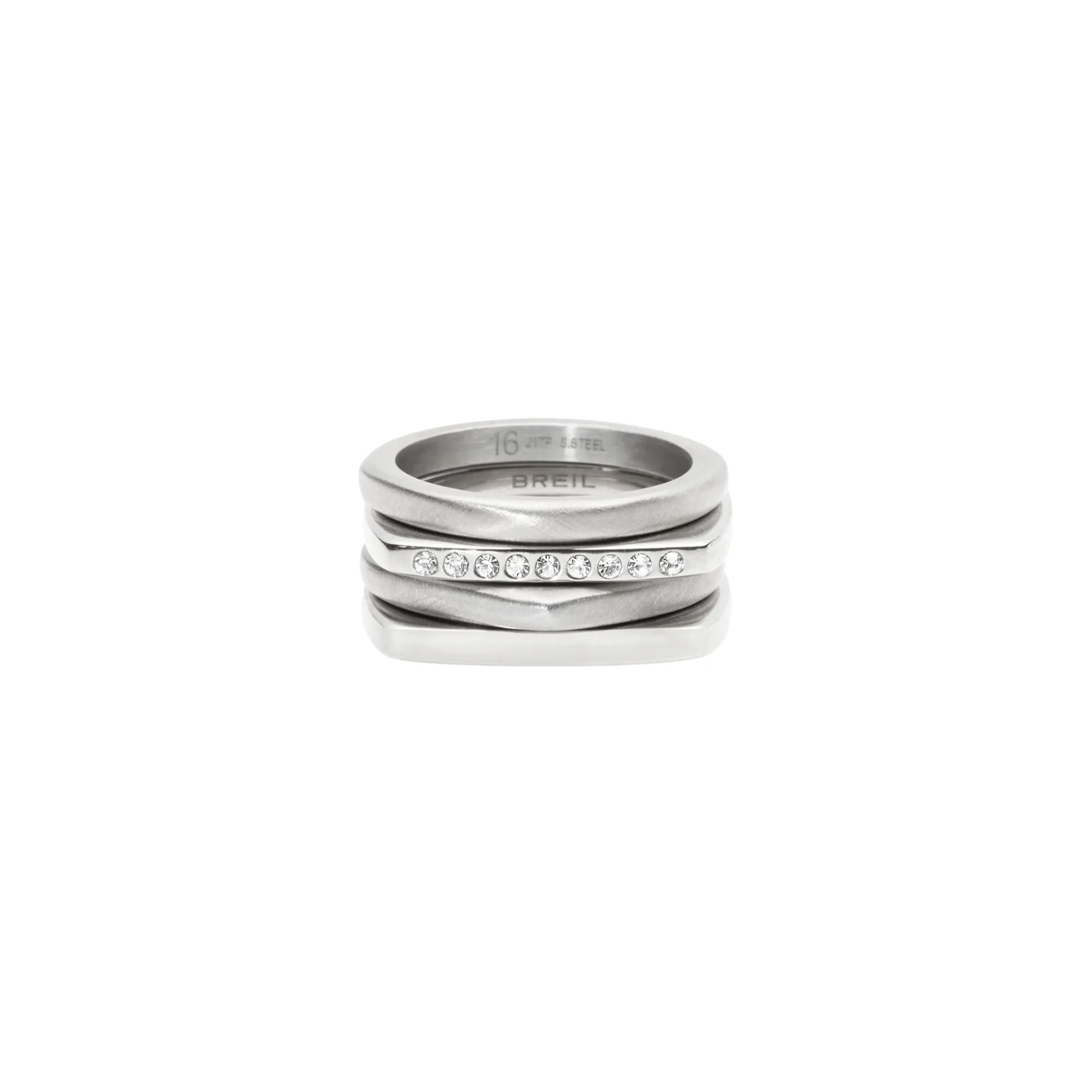 NEW TETRA-SET OF 4 RINGS IN STEEL AND CRYSTALS