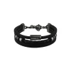OUTER-BRACELET IN BLACK LEATHER AND STAINLESS STEEL DETAILS