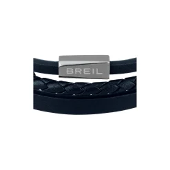 OUTER-BRACELET IN BLUE LEATHER AND STAINLESS STEEL DETAILS