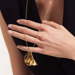 PLISSE”-GOLD COLORED STEEL NECKLACE