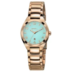 PRECIOUS-IP ROSE GOLD STAINLESS STEEL WATCH WITH LIGHT BLUE DIAL