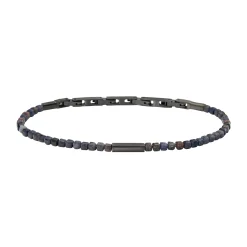 PRIAM-GUN COLORED STEEL AND SAPPHIRE ROOT BRACELET