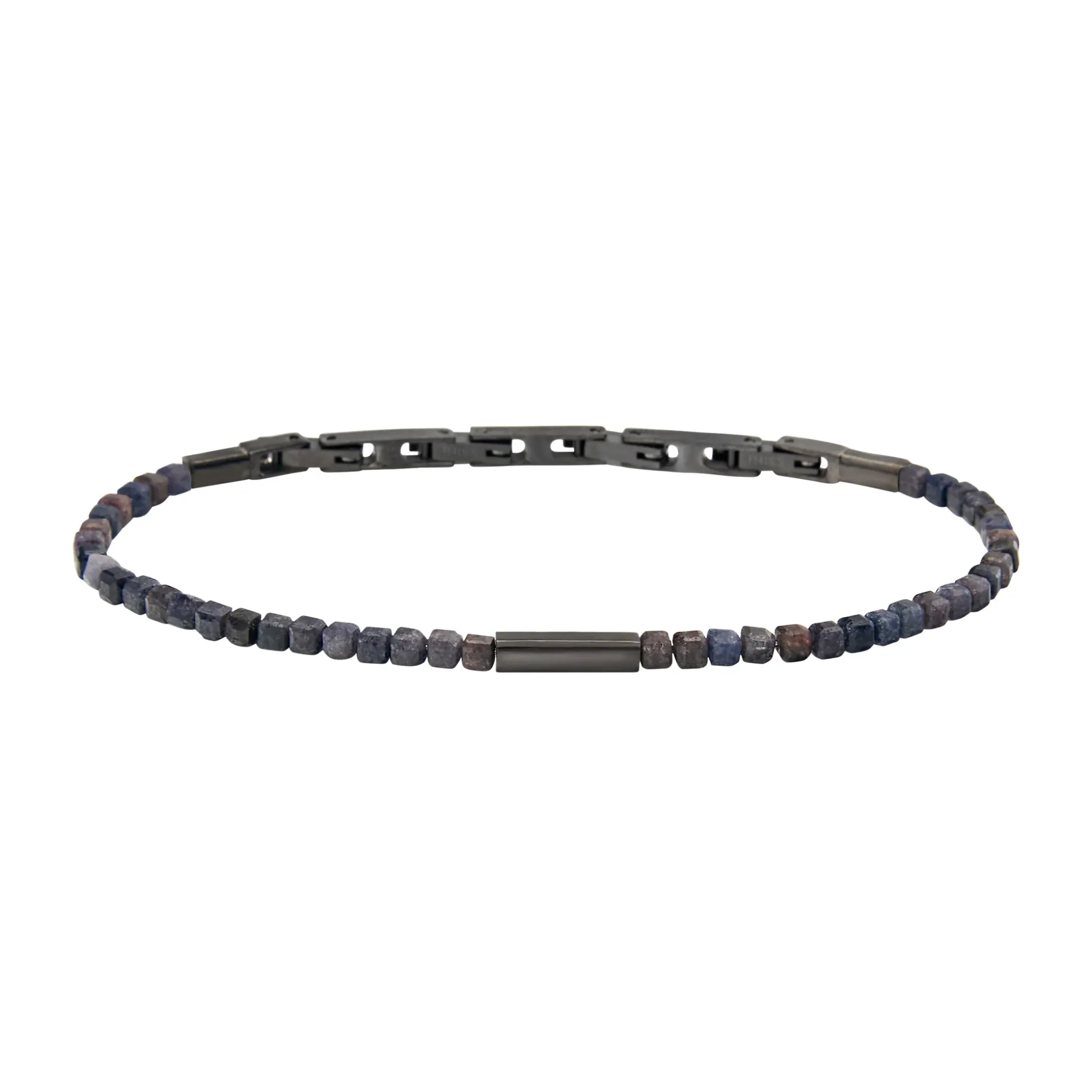 PRIAM-GUN COLORED STEEL AND SAPPHIRE ROOT BRACELET