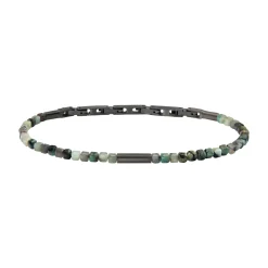 PRIAM-GUN COLORED STEEL AND EMERALD ROOT BRACELET