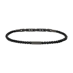 PRIAM-GUN COLORED STEEL AND BLACK SPINEL BRACELET