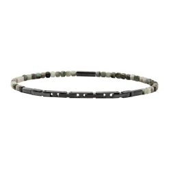 PRIAM-GUN COLORED STEEL AND EMERALD ROOT BRACELET