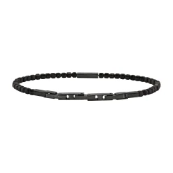PRIAM-GUN COLORED STEEL AND BLACK SPINEL BRACELET