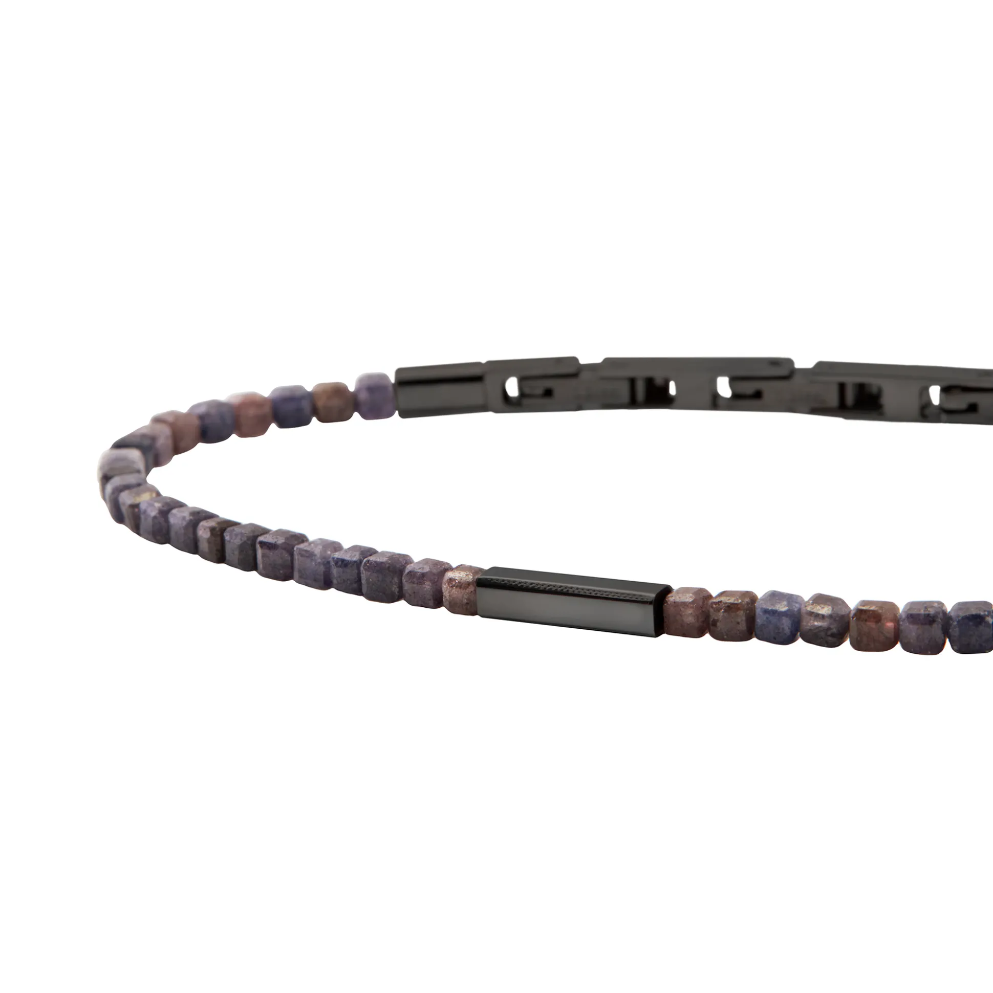 PRIAM-GUN COLORED STEEL AND SAPPHIRE ROOT BRACELET