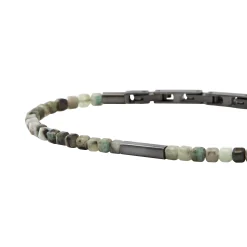 PRIAM-GUN COLORED STEEL AND EMERALD ROOT BRACELET