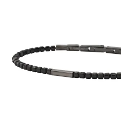 PRIAM-GUN COLORED STEEL AND BLACK SPINEL BRACELET