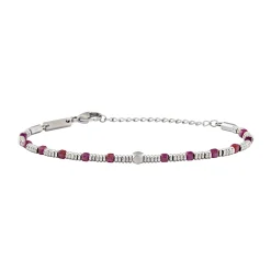 PRIAM-STAINLESS STEEL AND RUBY ROOT BRACELET