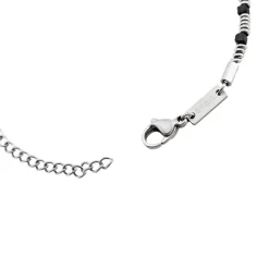 PRIAM-STAINLESS STEEL AND BLACK SPINEL BRACELET