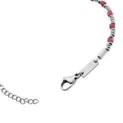 PRIAM-STAINLESS STEEL AND RUBY ROOT BRACELET