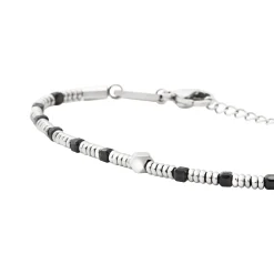 PRIAM-STAINLESS STEEL AND BLACK SPINEL BRACELET
