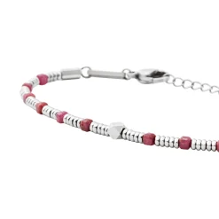 PRIAM-STAINLESS STEEL AND RUBY ROOT BRACELET