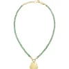 PRIVATE CODE-GREEN ADVENTURINE NECKLACE WITH IP GOLD STEEL PENDANT