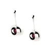 RED-POLISH STAINLESS STEEL EARRINGS WITH SYNTHETIC RUBY