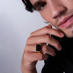 SEAL-STAINLESS STEEL RING - GOLD COLORED