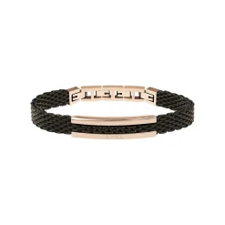 SNAP-BRACELET IN IP GUN MESH WITH IP ROSE ELEMENT