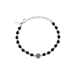 SOUNDWAVE-STEEL AND BLACK ONYX BRACELET