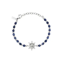 SOUNDWAVE-STEEL AND SODALITE BRACELET
