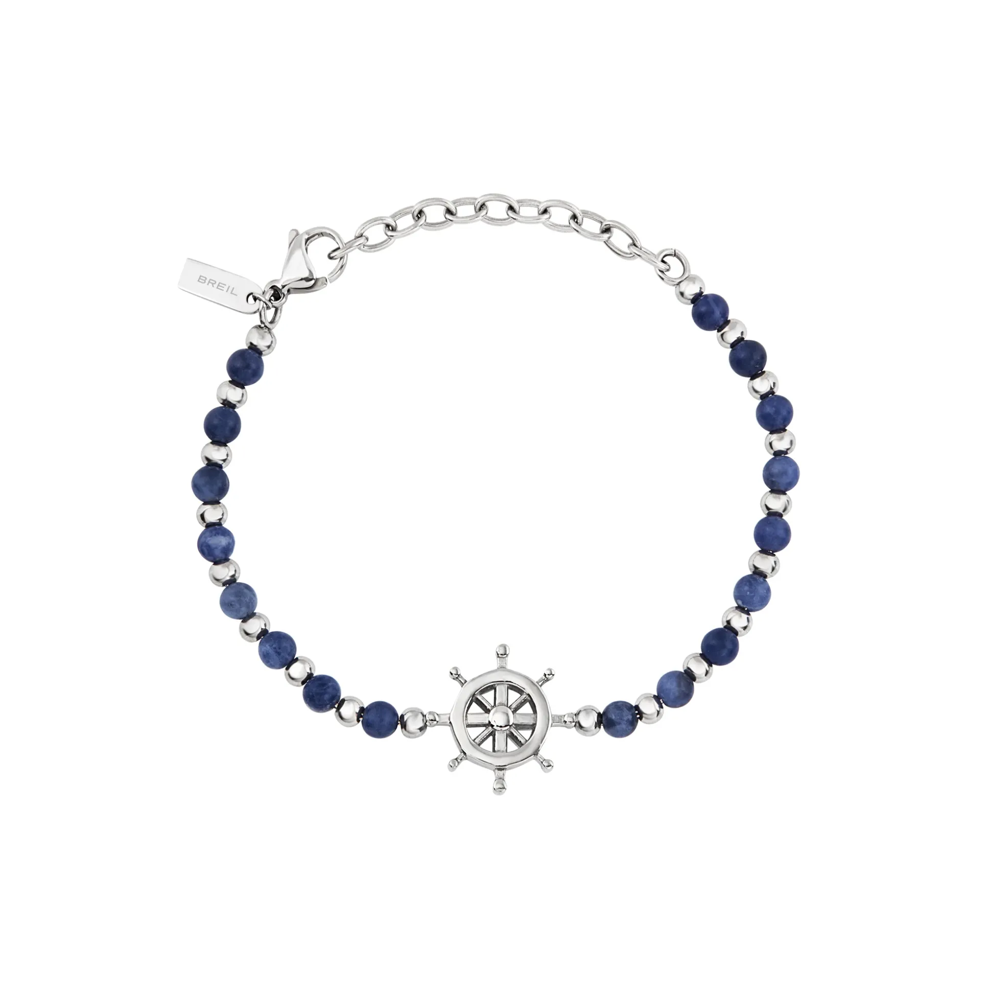 SOUNDWAVE-STEEL AND SODALITE BRACELET