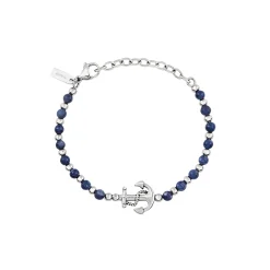 SOUNDWAVE-STEEL AND SODALITE BRACELET