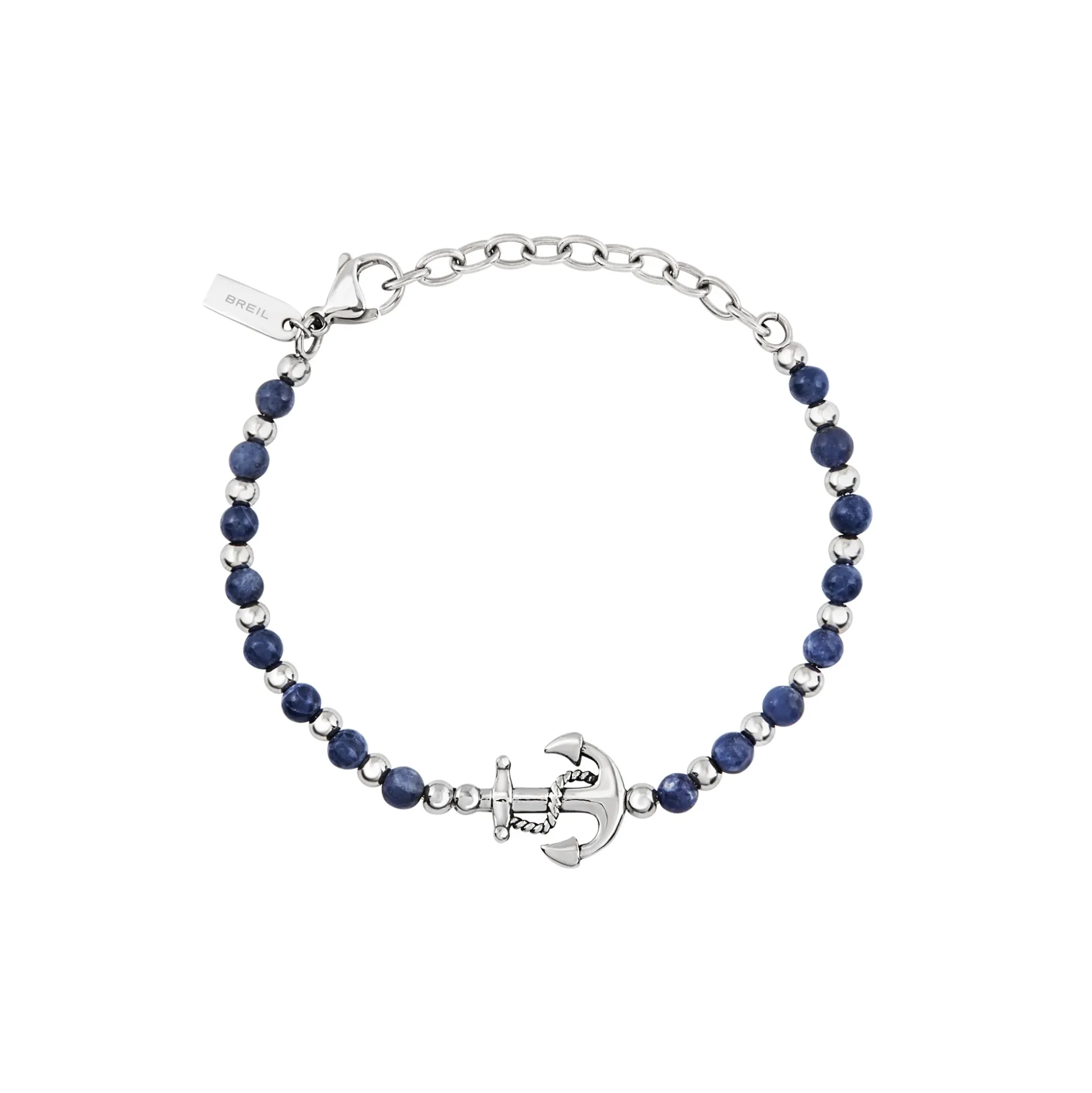 SOUNDWAVE-STEEL AND SODALITE BRACELET
