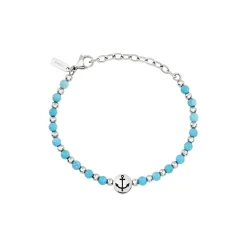 SOUNDWAVE-STEEL AND TORQUOISE BRACELET