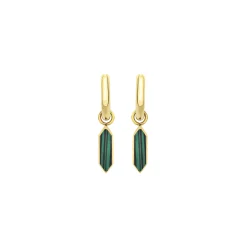 STYLIZE-GOLD COLORED STEEL AND MALACHITE EARRINGS